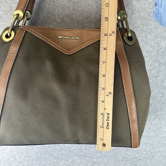 Michael Kors Raven Large Canvas Shoulder Bag Tote‎ Signature Green Signature NEW - Picture 11 of 16